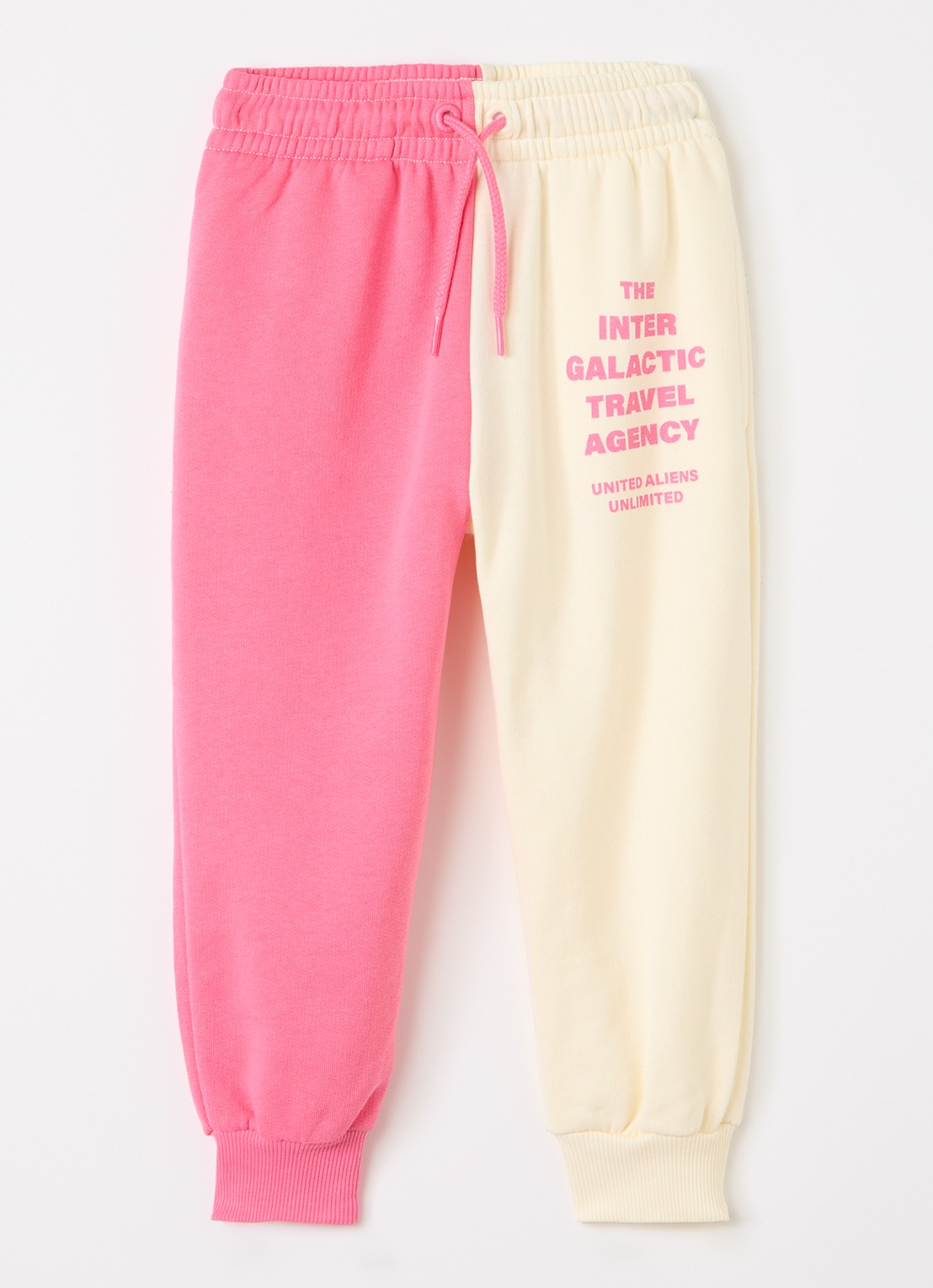 Mini Rodini Travel Agency tapered fit joggingbroek met print - voorkant 5 roze