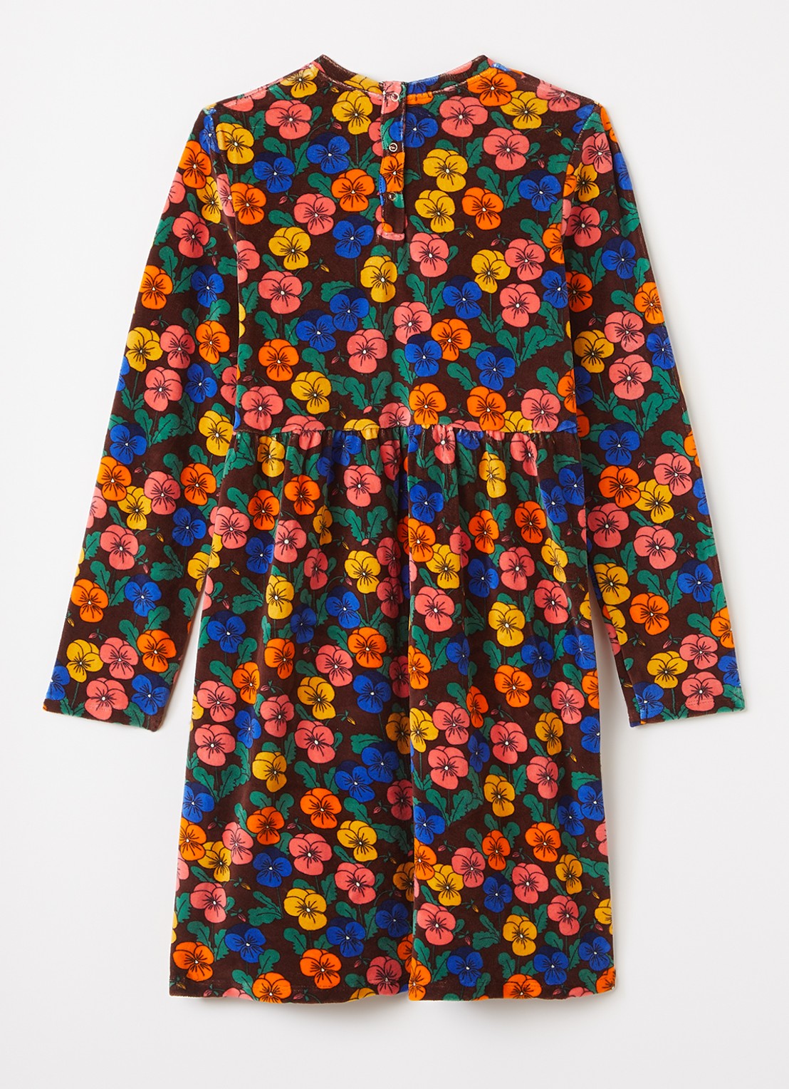 Mini Rodini Violas jurk van fluweel met bloemenprint - voorkant 2 roodbruin
