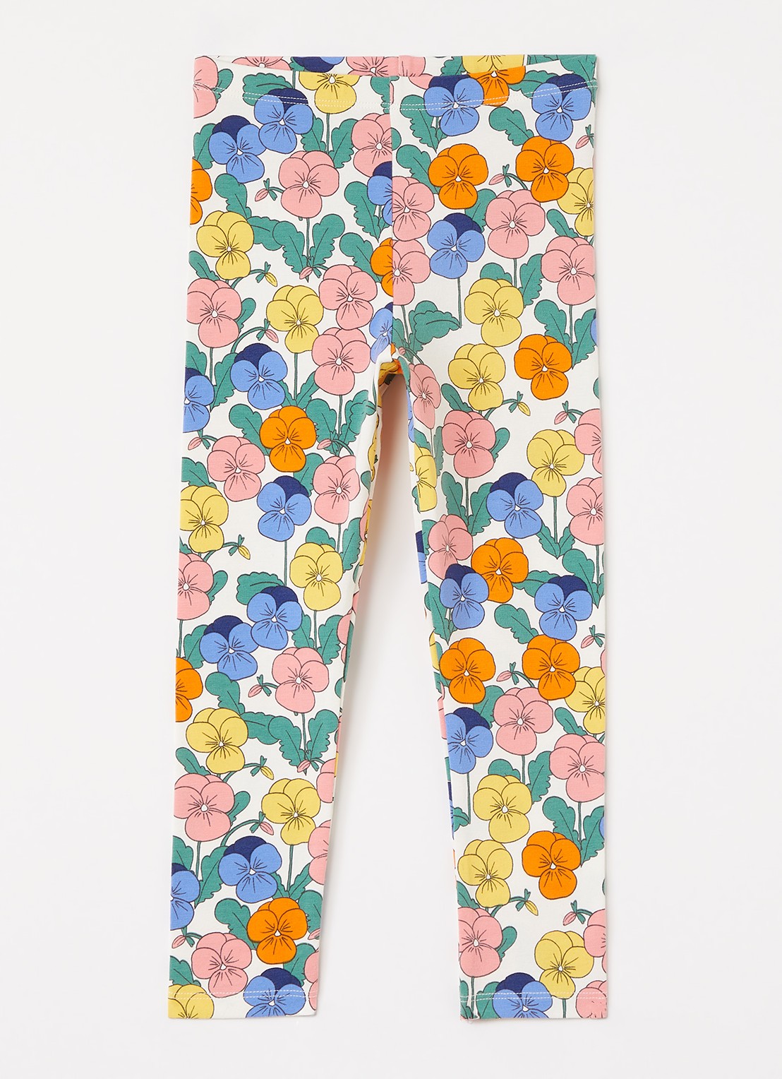Mini Rodini Violas legging met bloemenprint - voorkant gebroken wit