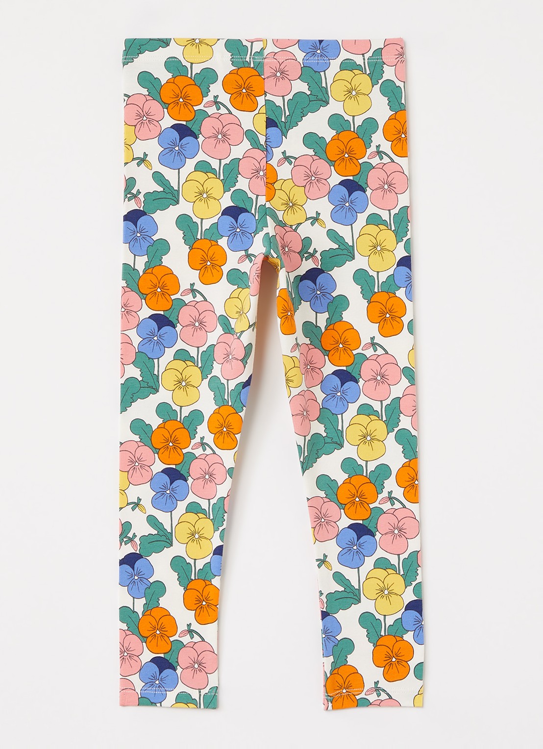 Mini Rodini Violas legging met bloemenprint - voorkant 2 gebroken wit