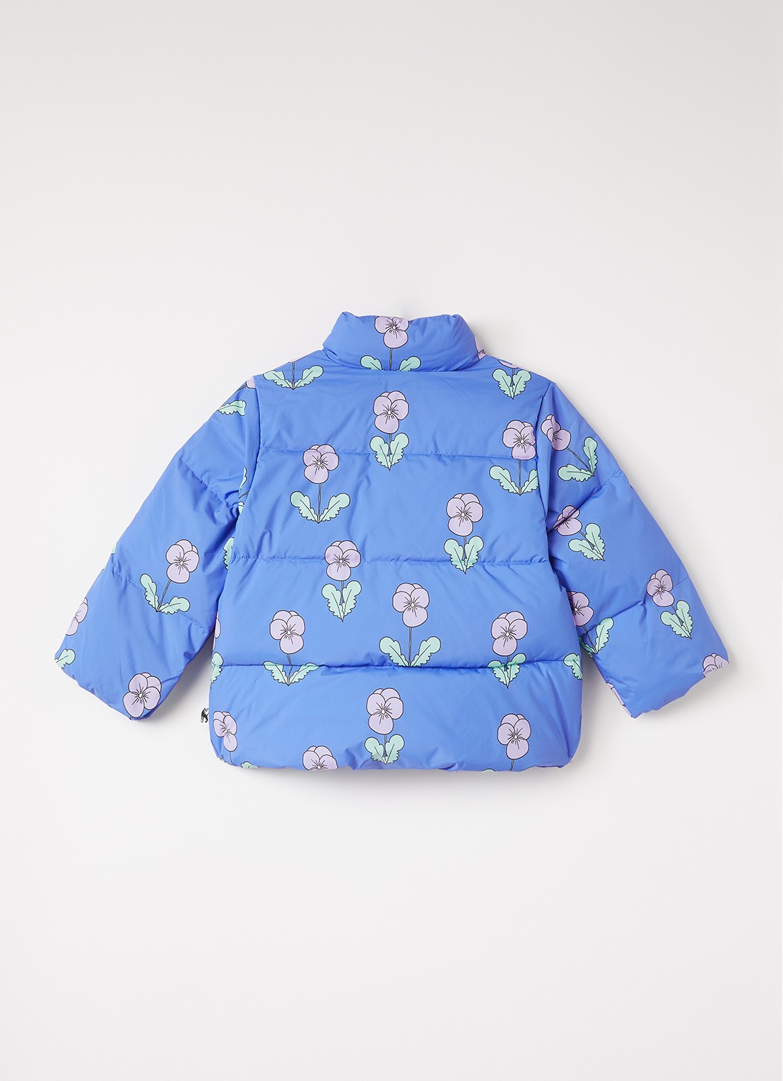 Mini Rodini Violas pufferjack met bloemenprint - achterkant 3 blauw