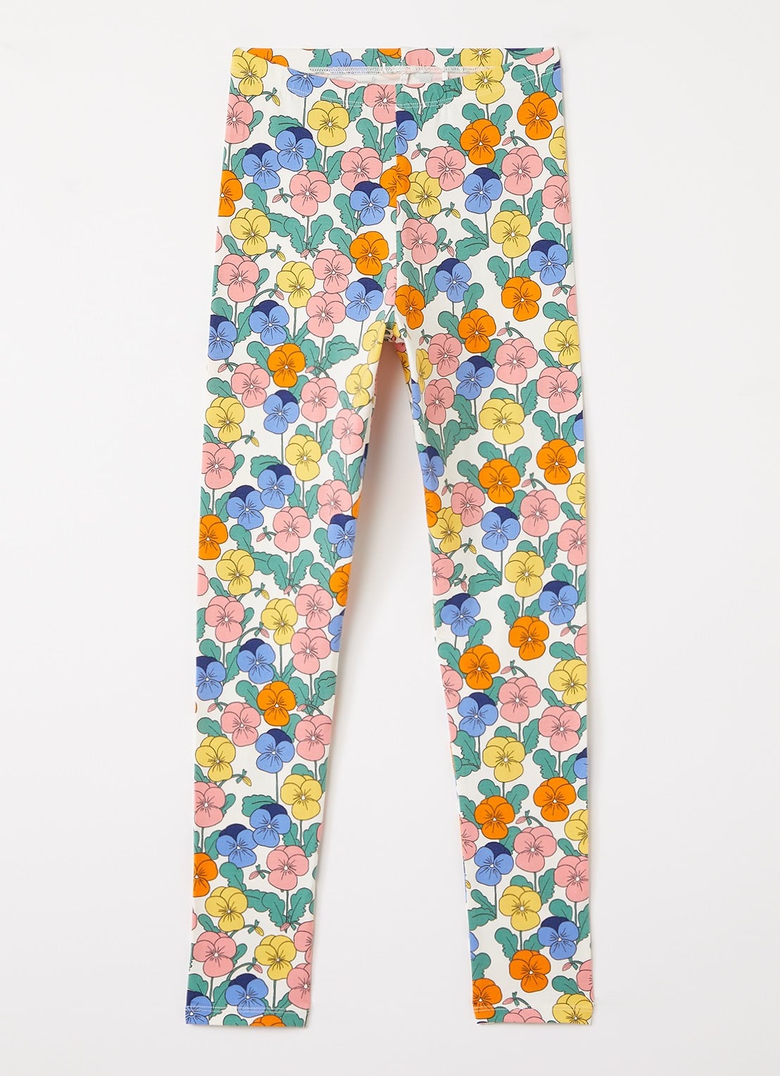 Mini Rodini Violas slim fit legging met bloemenprint - voorkant wit