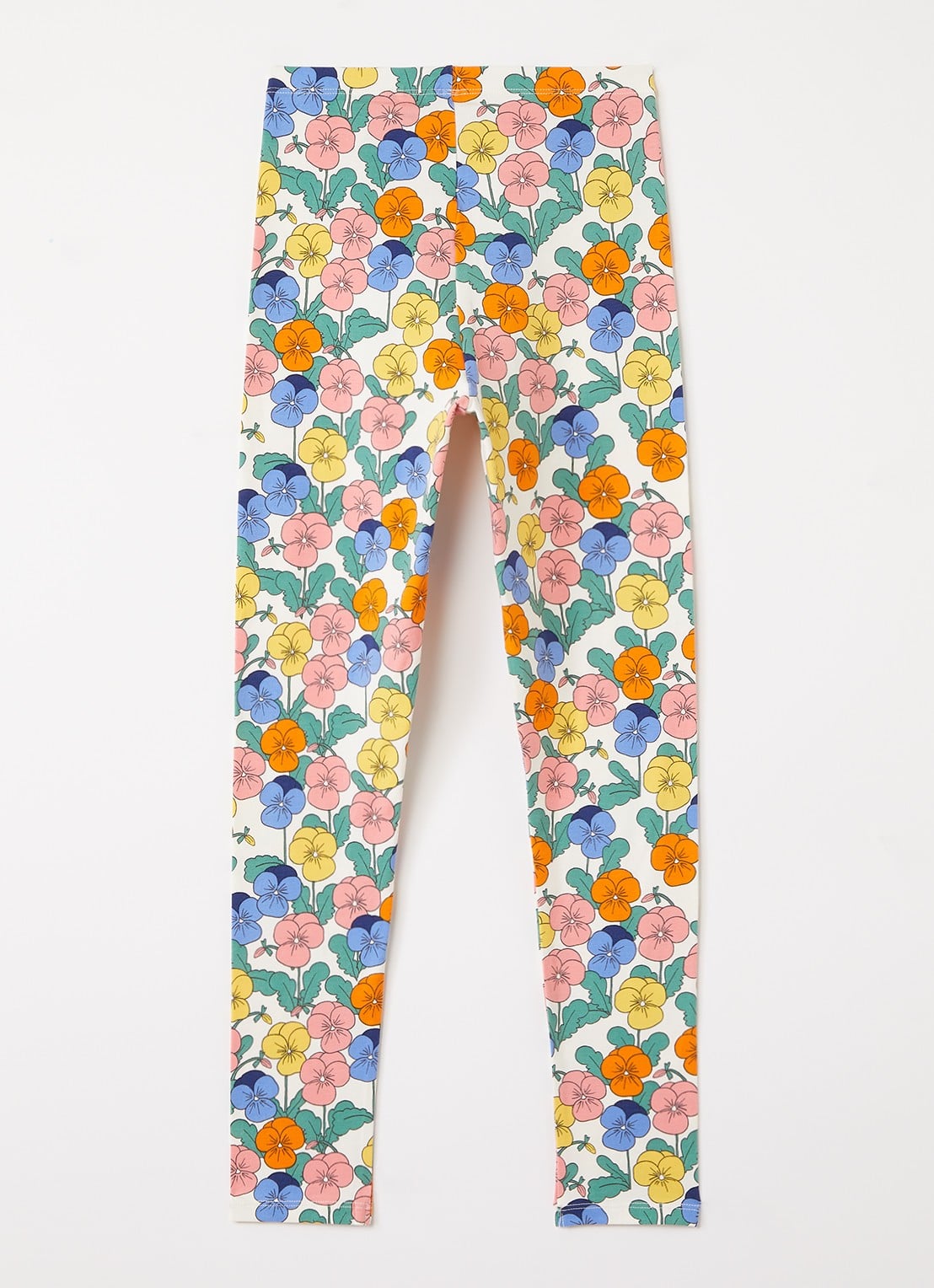 Mini Rodini Violas slim fit legging met bloemenprint - voorkant 2 wit