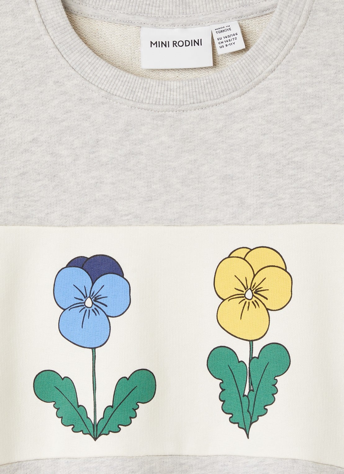 Mini Rodini Violas sweater met print - detail grijsmele