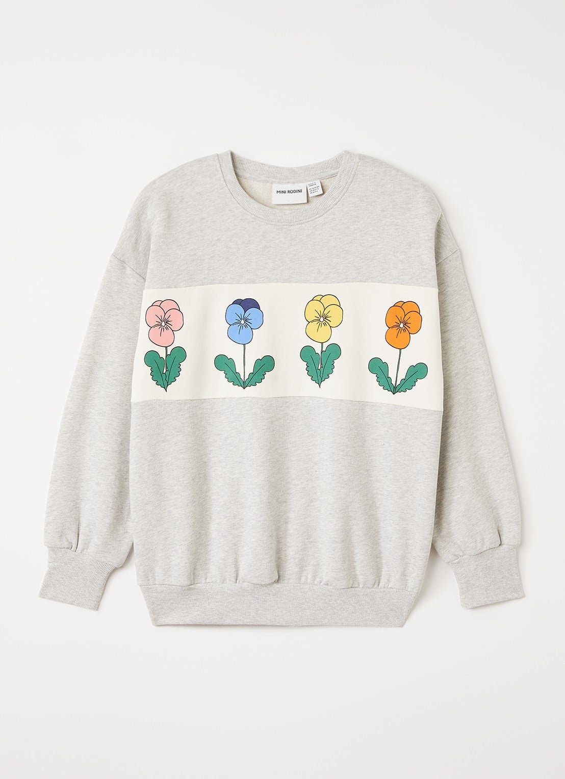 Mini Rodini Violas sweater met print - voorkant 2 grijsmele