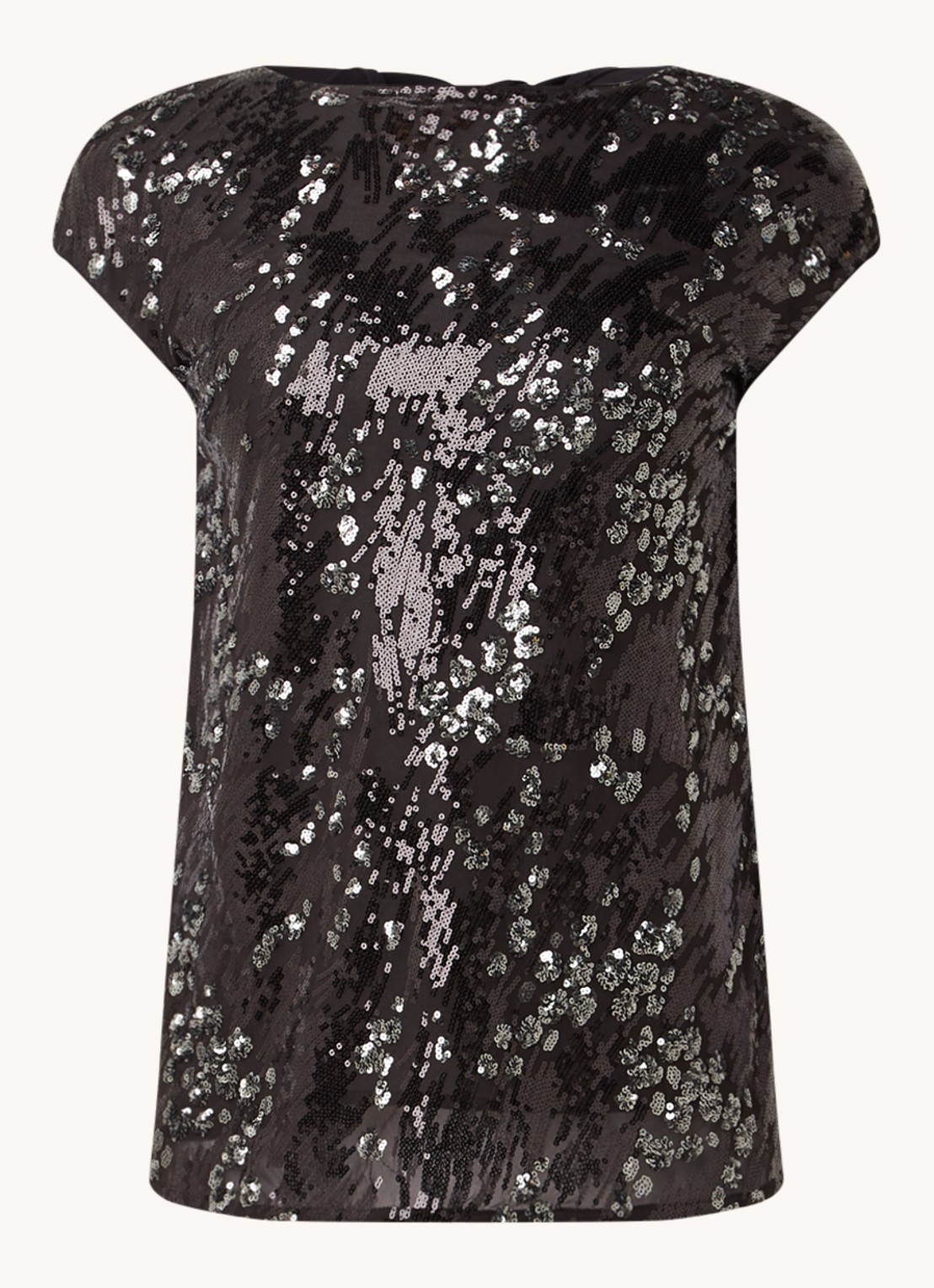 Mint Velvet Mouwloze top met pailletten en cut-out detail - voorkant 2 zwart