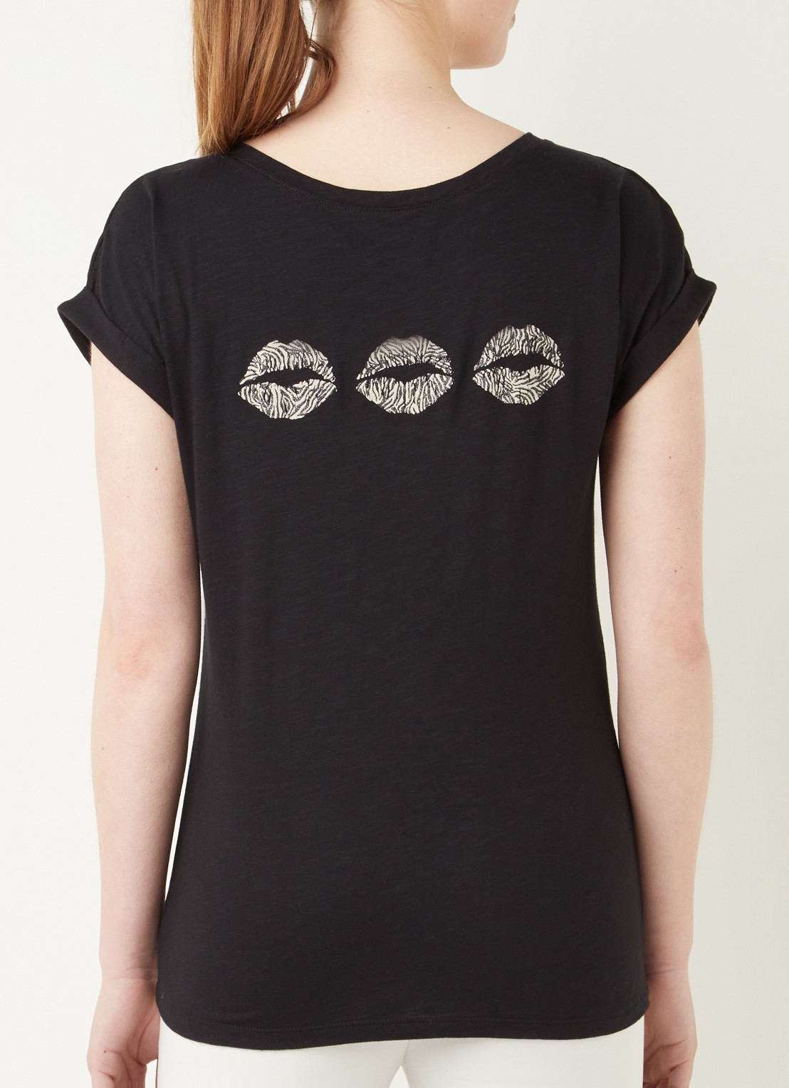 Mint Velvet T-shirt met print en glitter - achterkant 4 zwart