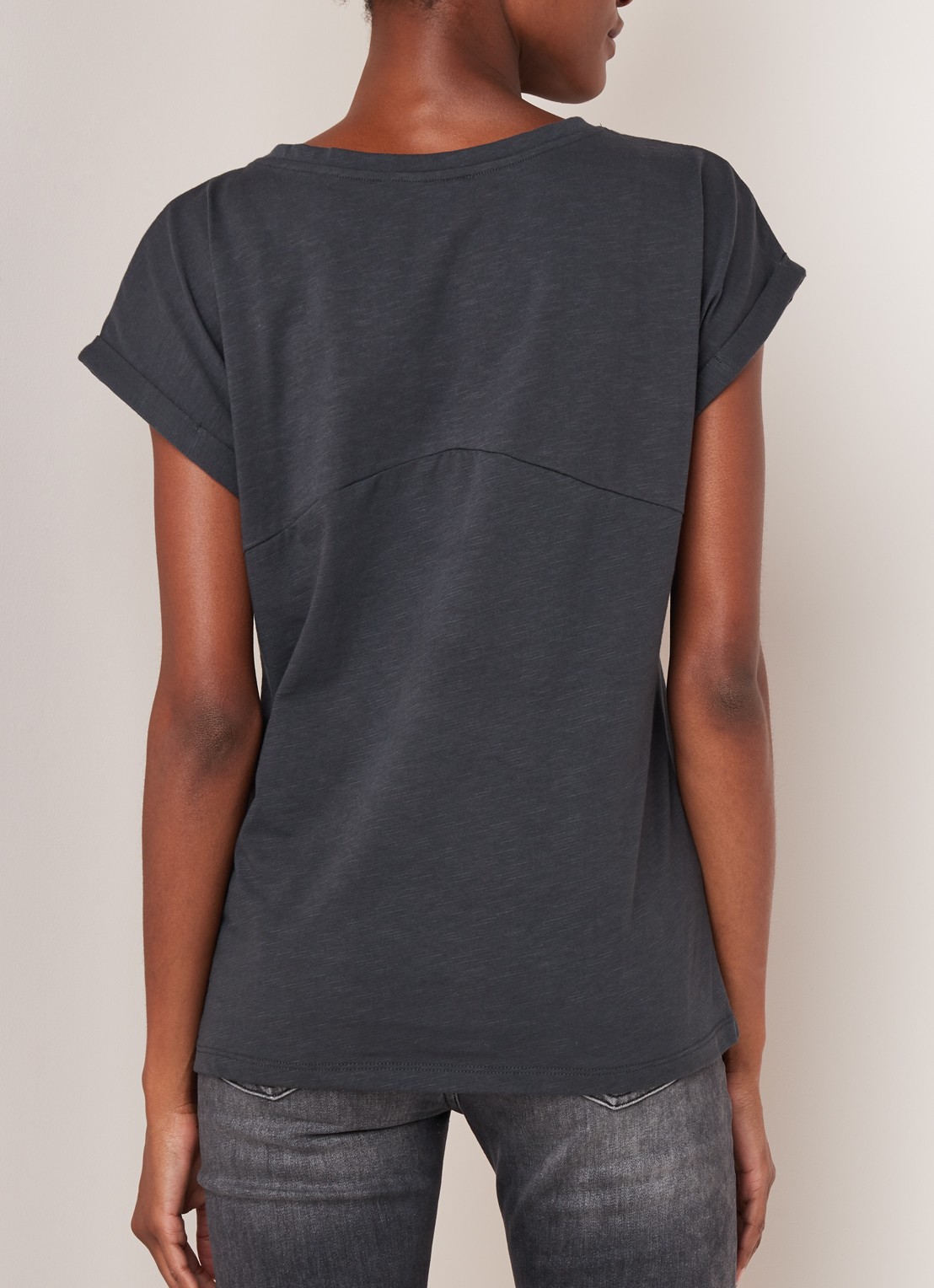 Mint Velvet T-shirt met studs - achterkant donkergrijs