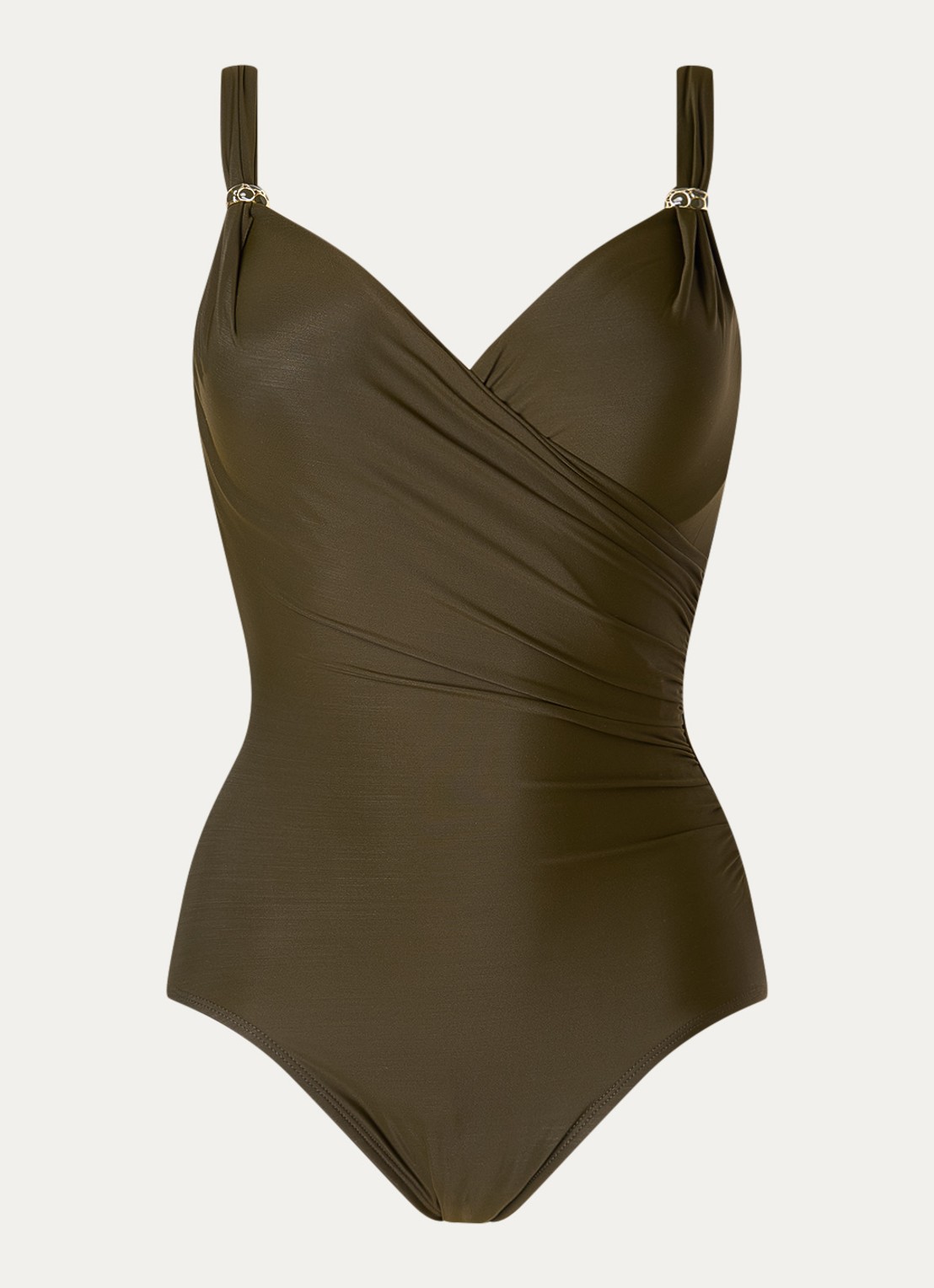 Miraclesuit Razzle Dazzle Siren corrigerend voorgevormd badpak met beugel - voorkant bronsgroen