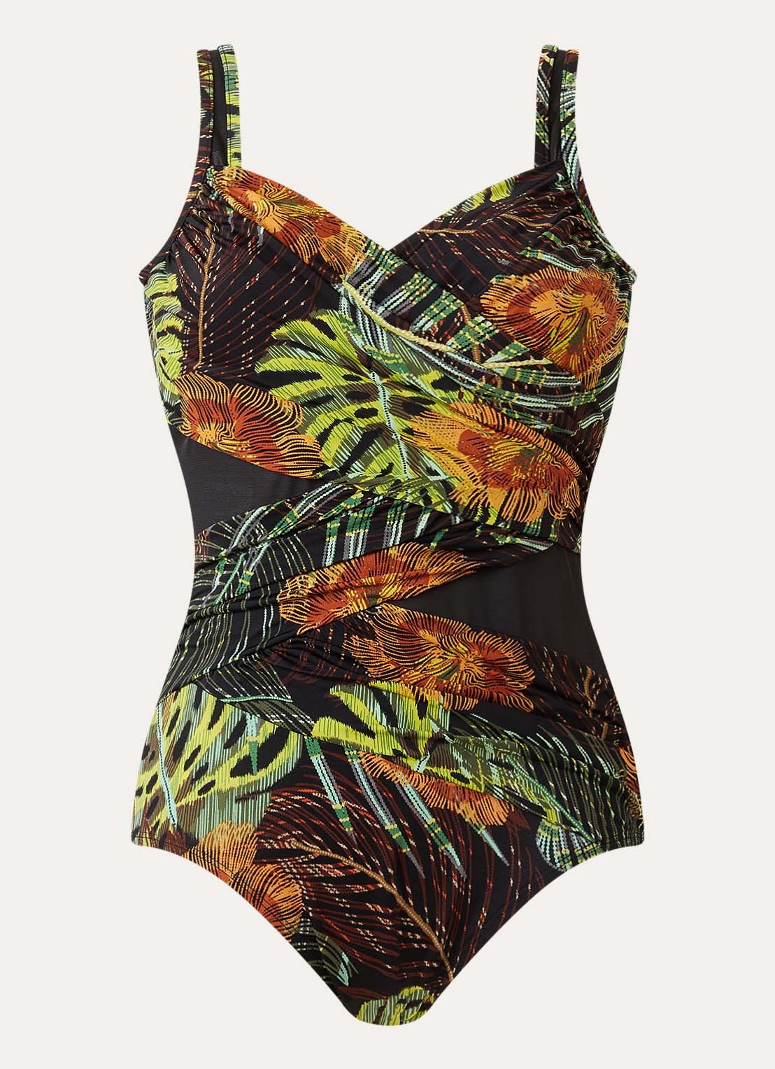 Miraclesuit Sunset Islet corrigerend badpak met print - voorkant 2 groen