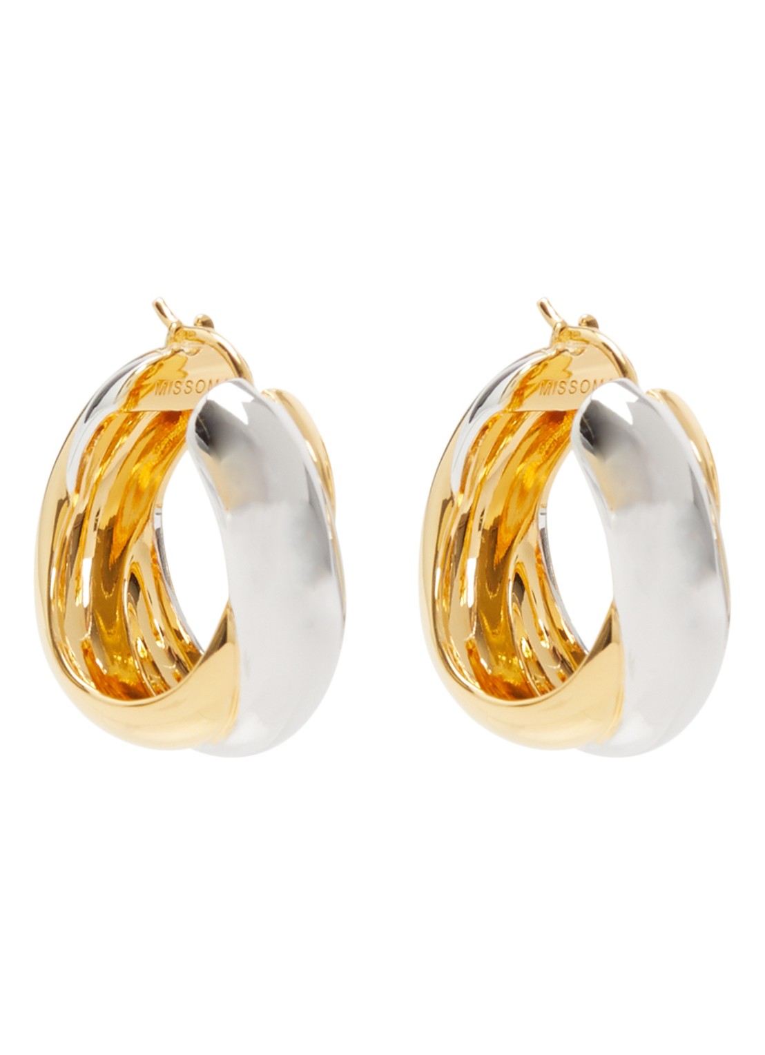 Missoma Chunky Entwine M oorringen verguld - voorkant zilver