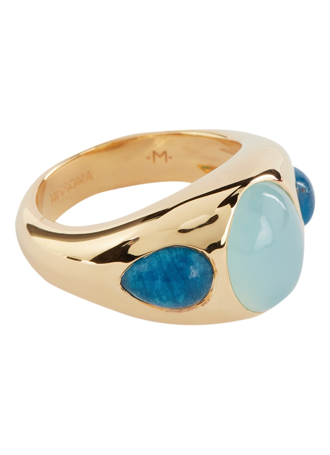 Missoma Good Vibes Dome ring met kwarts en chalcedoon - voorkant goud