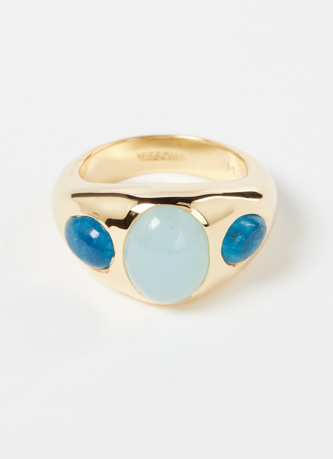 Missoma Good Vibes Dome ring met kwarts en chalcedoon - voorkant 2 goud