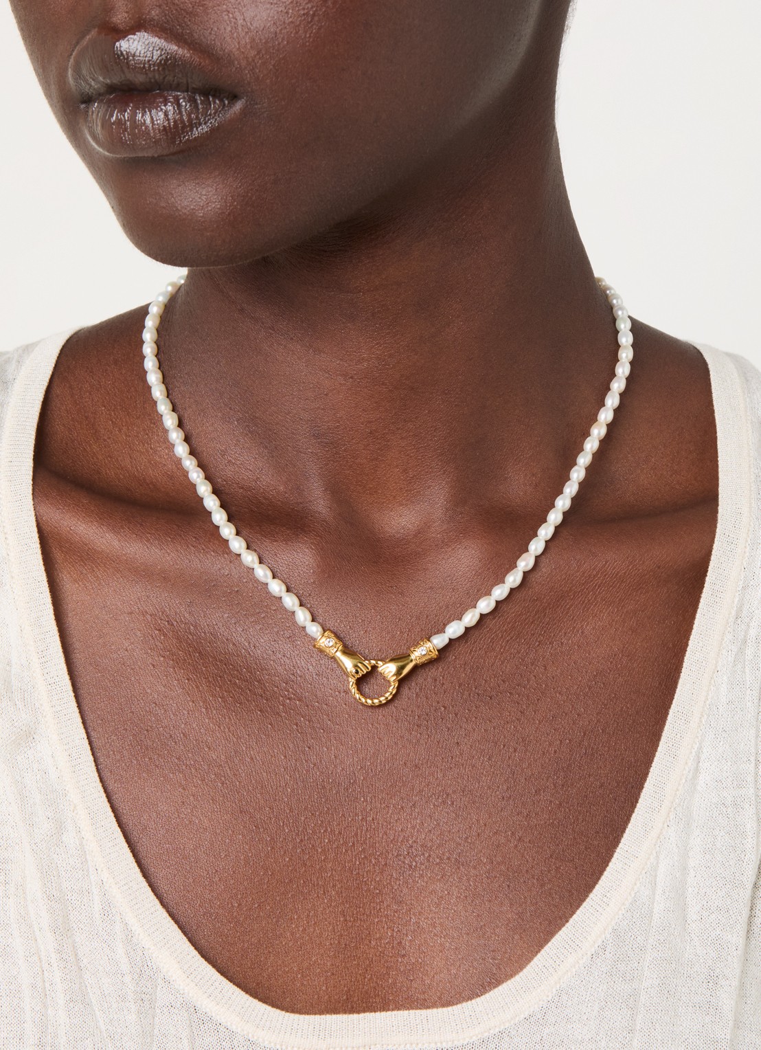 Missoma Harris Reed In Good Hands kralenketting verguld - voorkant 2 goud