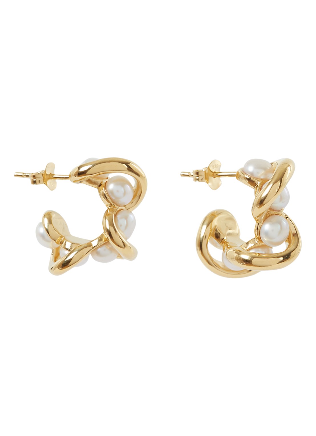 Missoma Molten Pearl Twisted oorstekers verguld - voorkant 2 goud