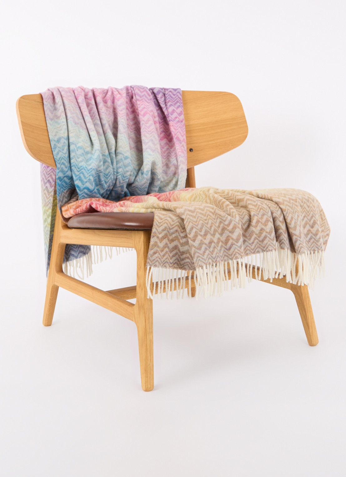 Missoni Bastien plaid in wolblend 130 x 190 cm - voorkant 3 multicolor