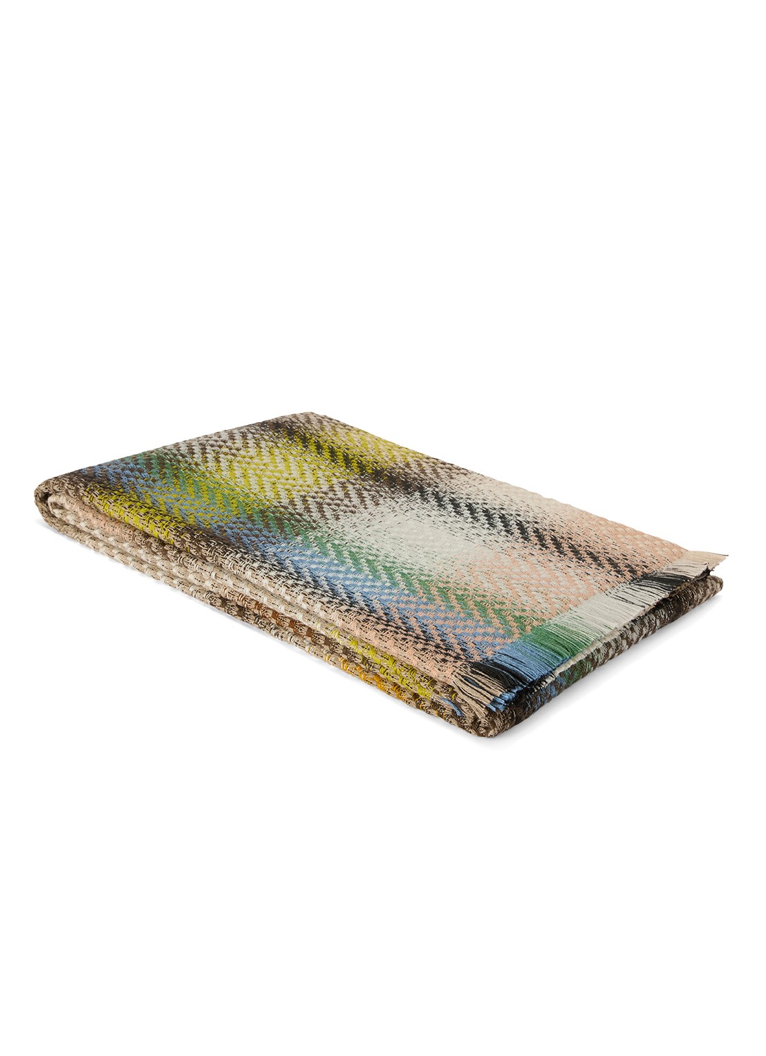 Missoni Check plaid in wolblend 130 x 190 m - voorkant 2 beige