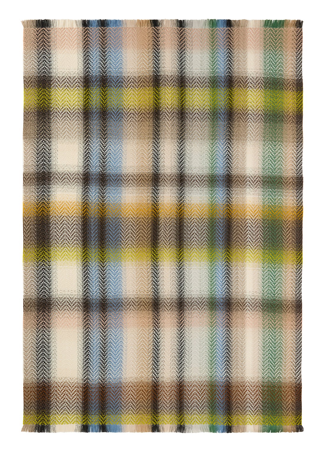 Missoni Check plaid in wolblend 130 x 190 m - voorkant 3 beige