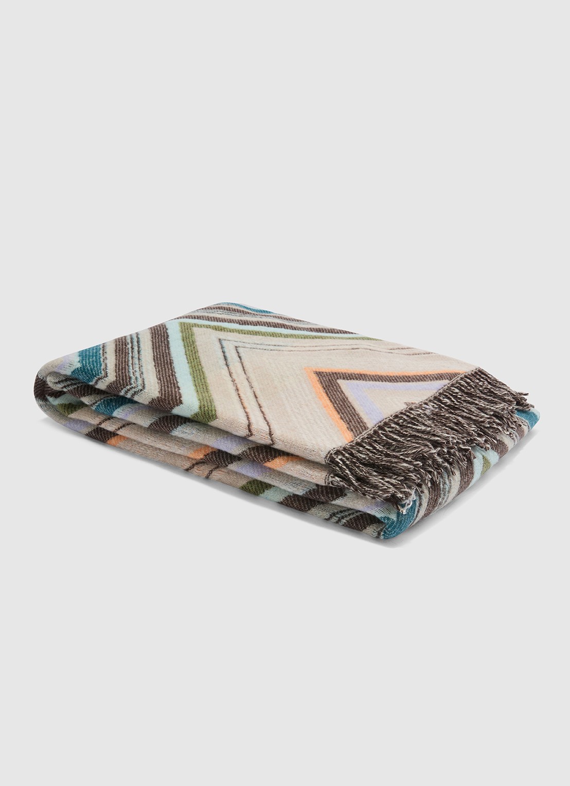 Missoni Chevron plaid in wolblend 130 x 190 cm - voorkant beige