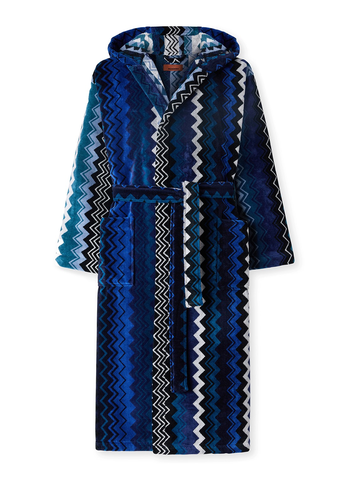 Missoni Giacomo badjas met opgestikte zakken - unisex - voorkant donkerblauw