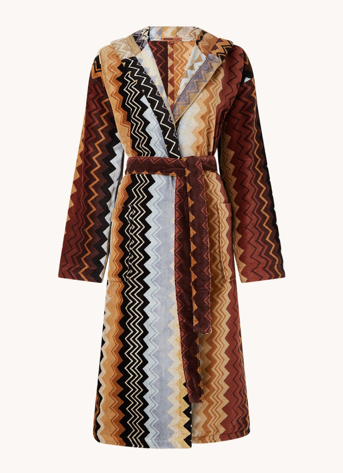 Missoni Giacomo badjas met print en capuchon - unisex - voorkant 3 bruin