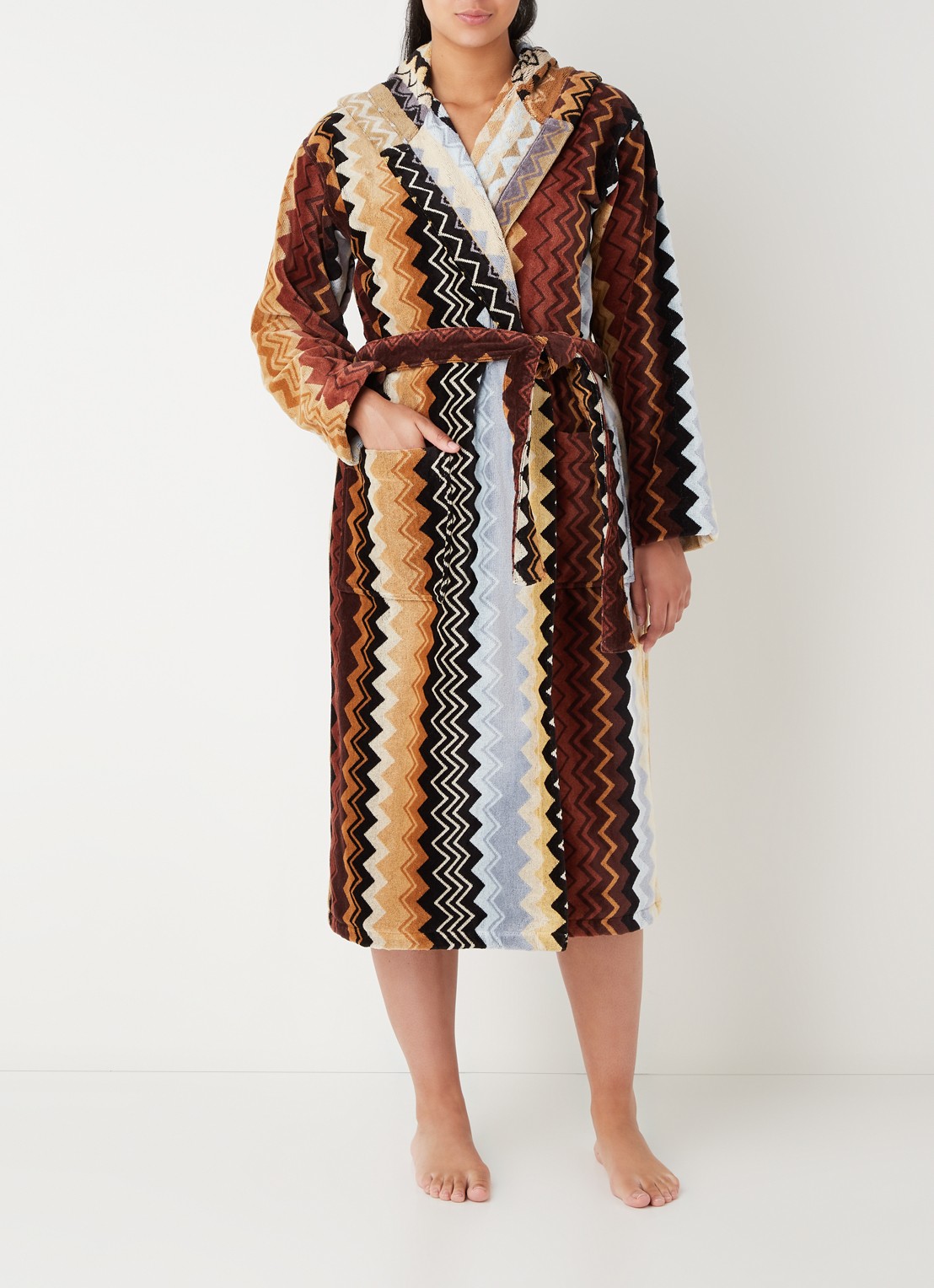 Missoni Giacomo badjas met print en capuchon - unisex - voorkant 4 bruin