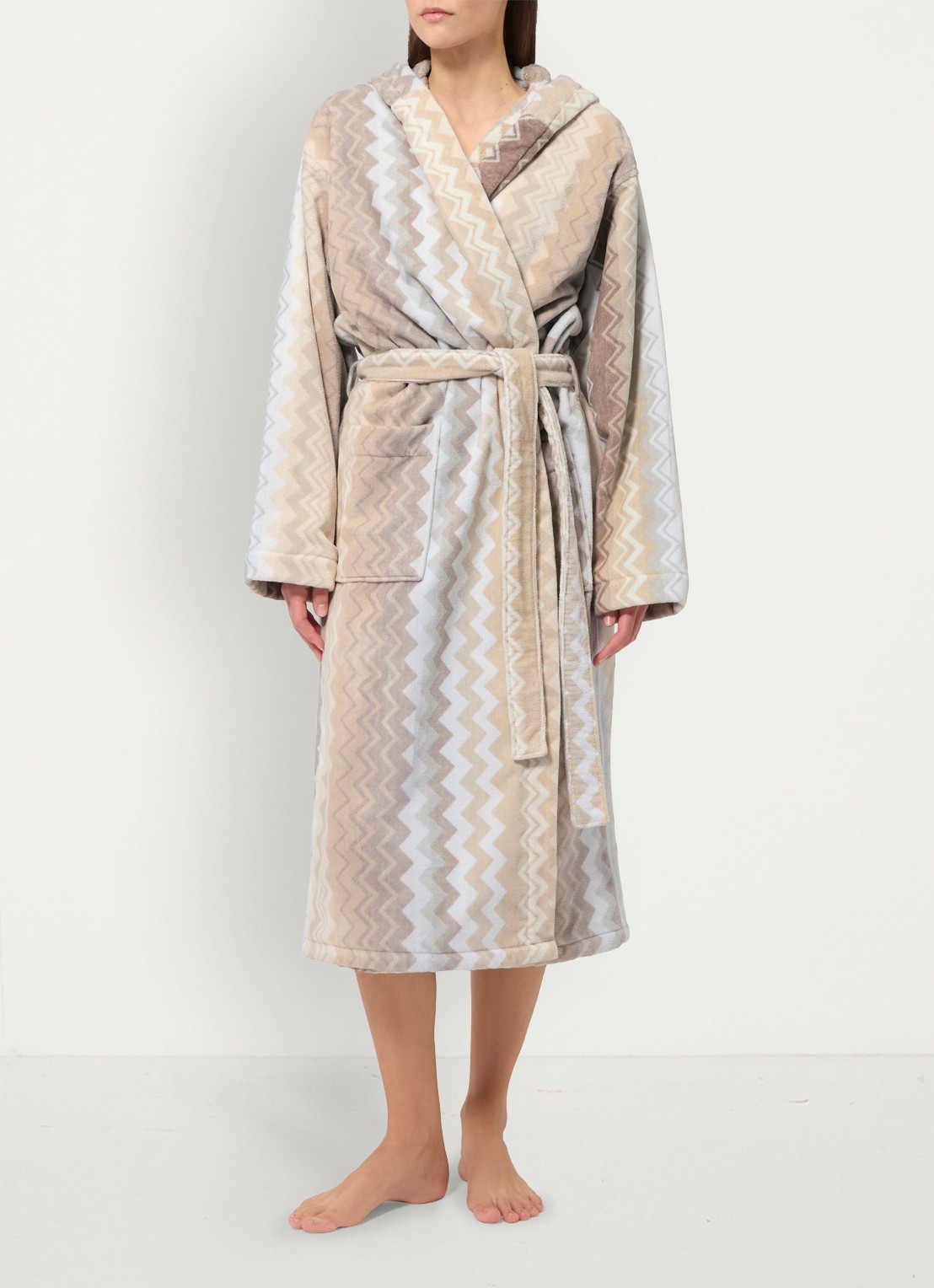 Missoni Giacomo badjas met print - unisex - voorkant 3 beige