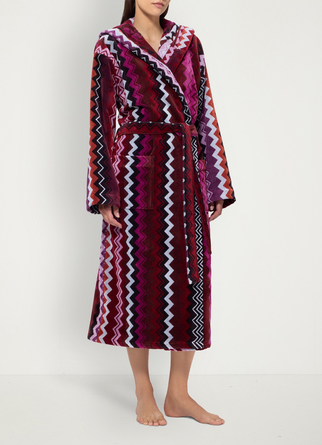 Missoni Giacomo badjas met print - unisex - voorkant 3 bordeauxrood
