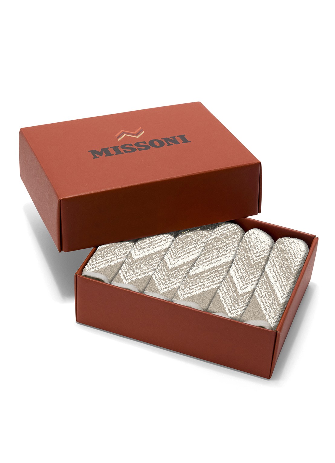 Missoni Marea gastendoek - 30 x 30 cm set van 6 in geschenkverpakking - voorkant grijs