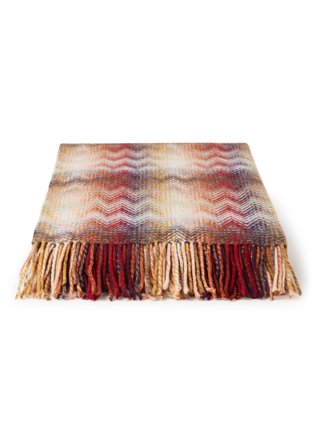 Missoni Montgomery plaid in wolblend 130 x 190 cm - voorkant 2 steenrood