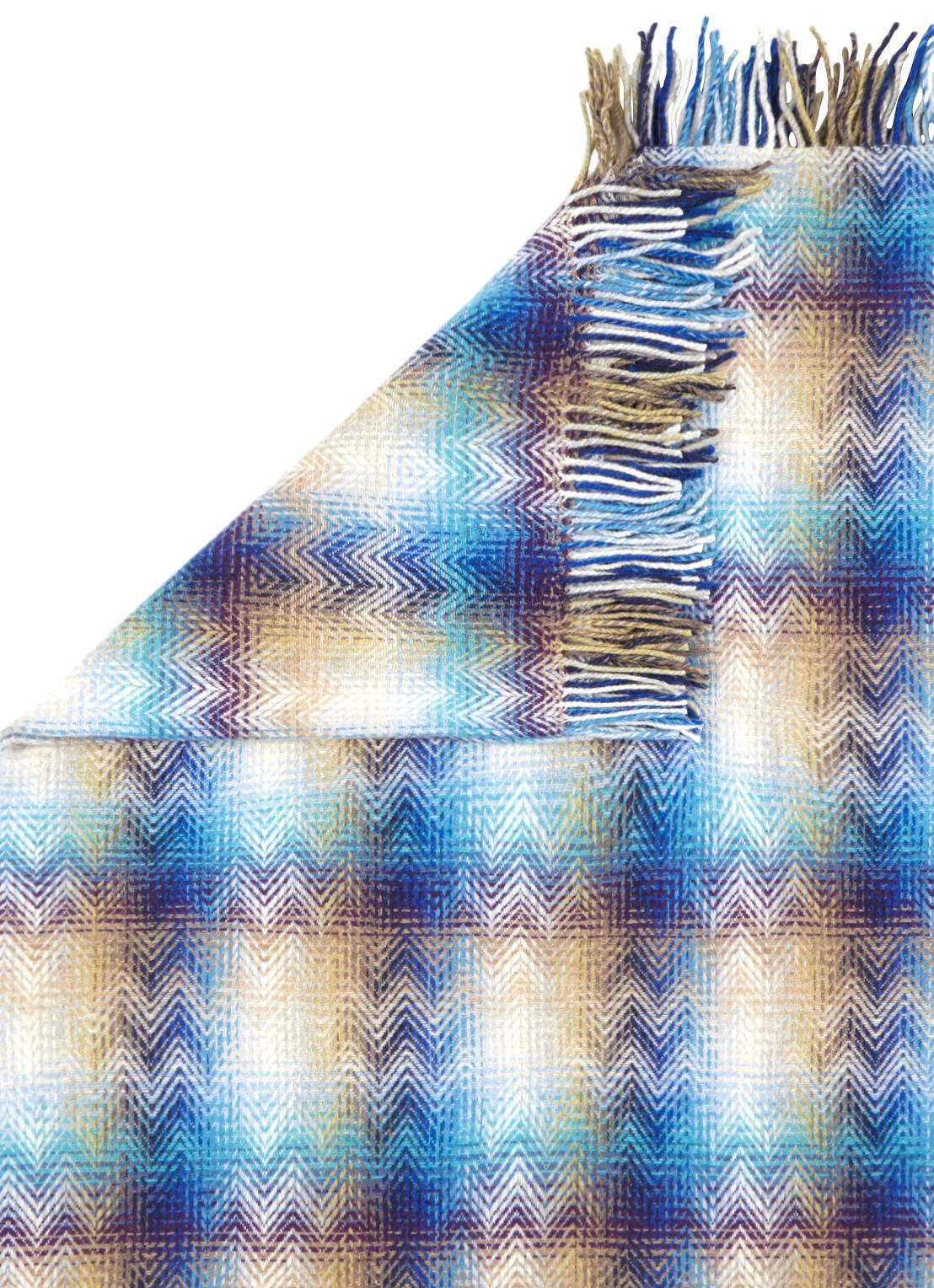 Missoni Montgomery plaid in wolblend 130 x 190 cm - detail blauw