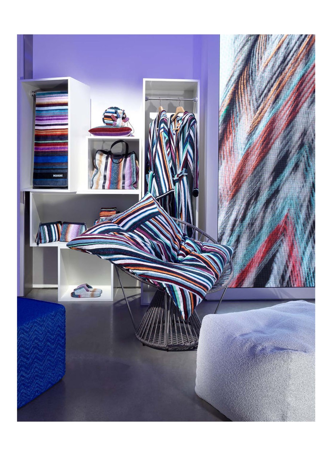 Missoni Nastri sierkussen met grafische print 30 x 60 cm - detail 4 blauw