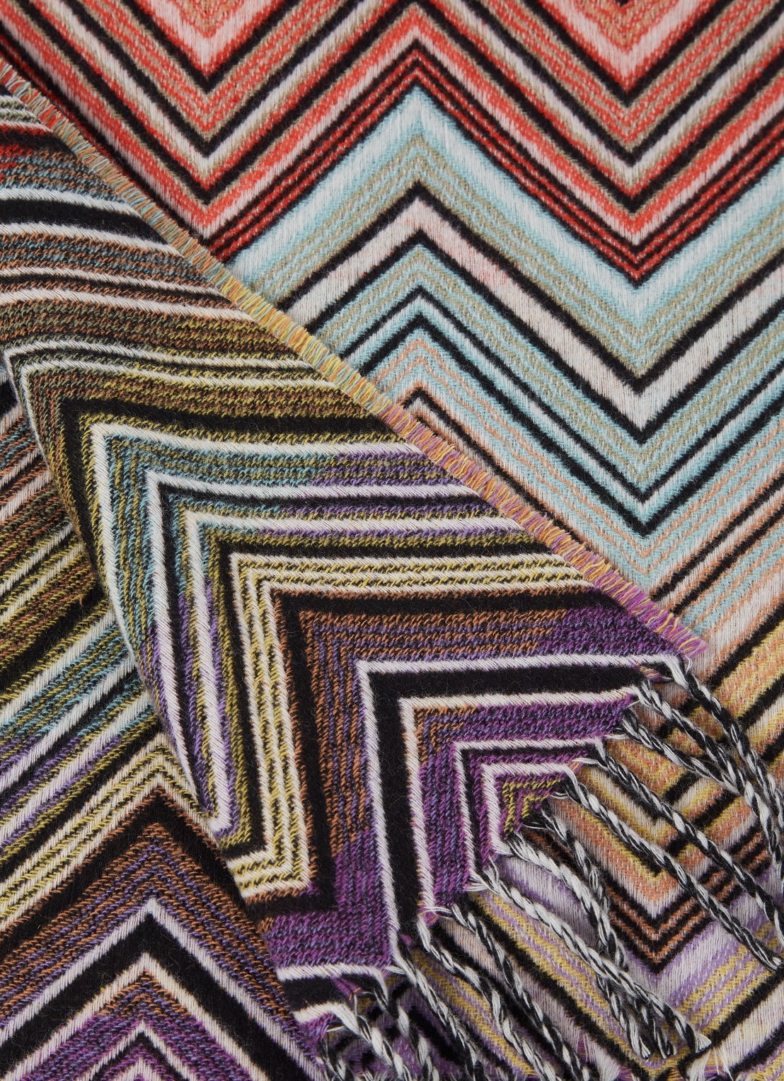 Missoni Perseo plaid van wol 130 x 190 cm - detail 3 oranje