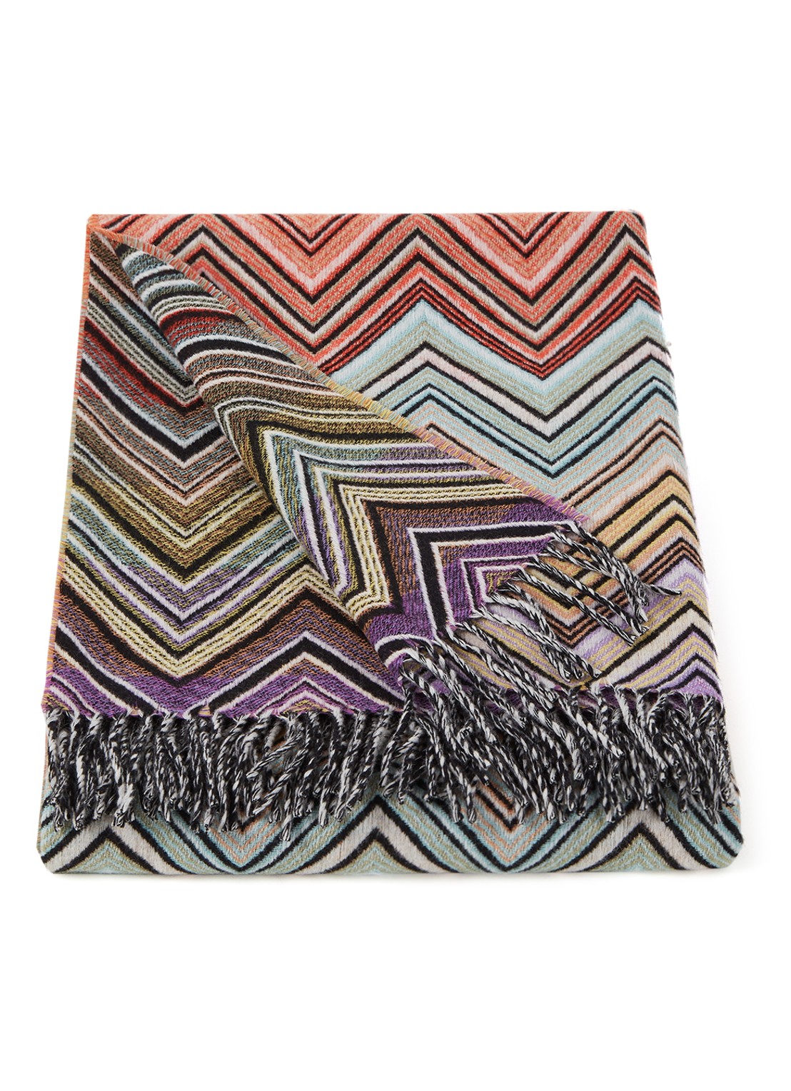Missoni Perseo plaid van wol 130 x 190 cm - voorkant oranje