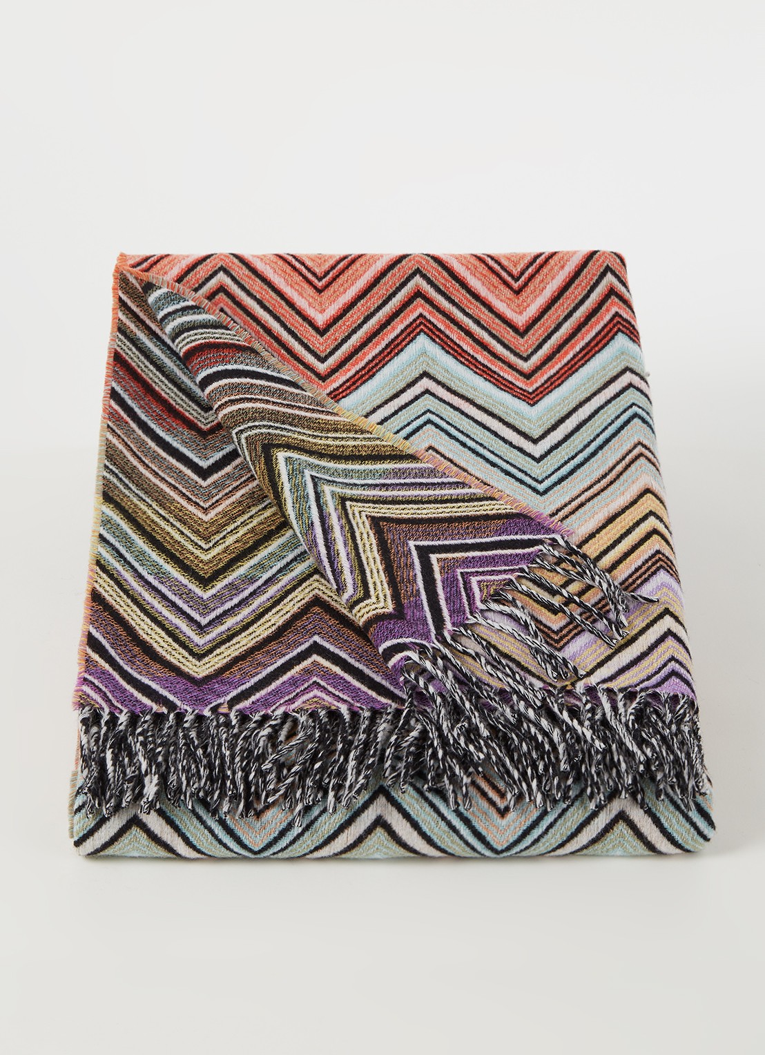 Missoni Perseo plaid van wol 130 x 190 cm - voorkant 2 oranje