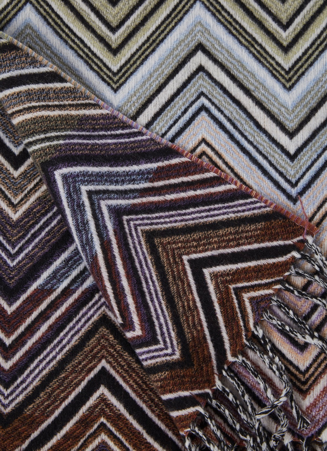 Missoni Perseo plaid van wol 130 x 190 cm - detail bruin