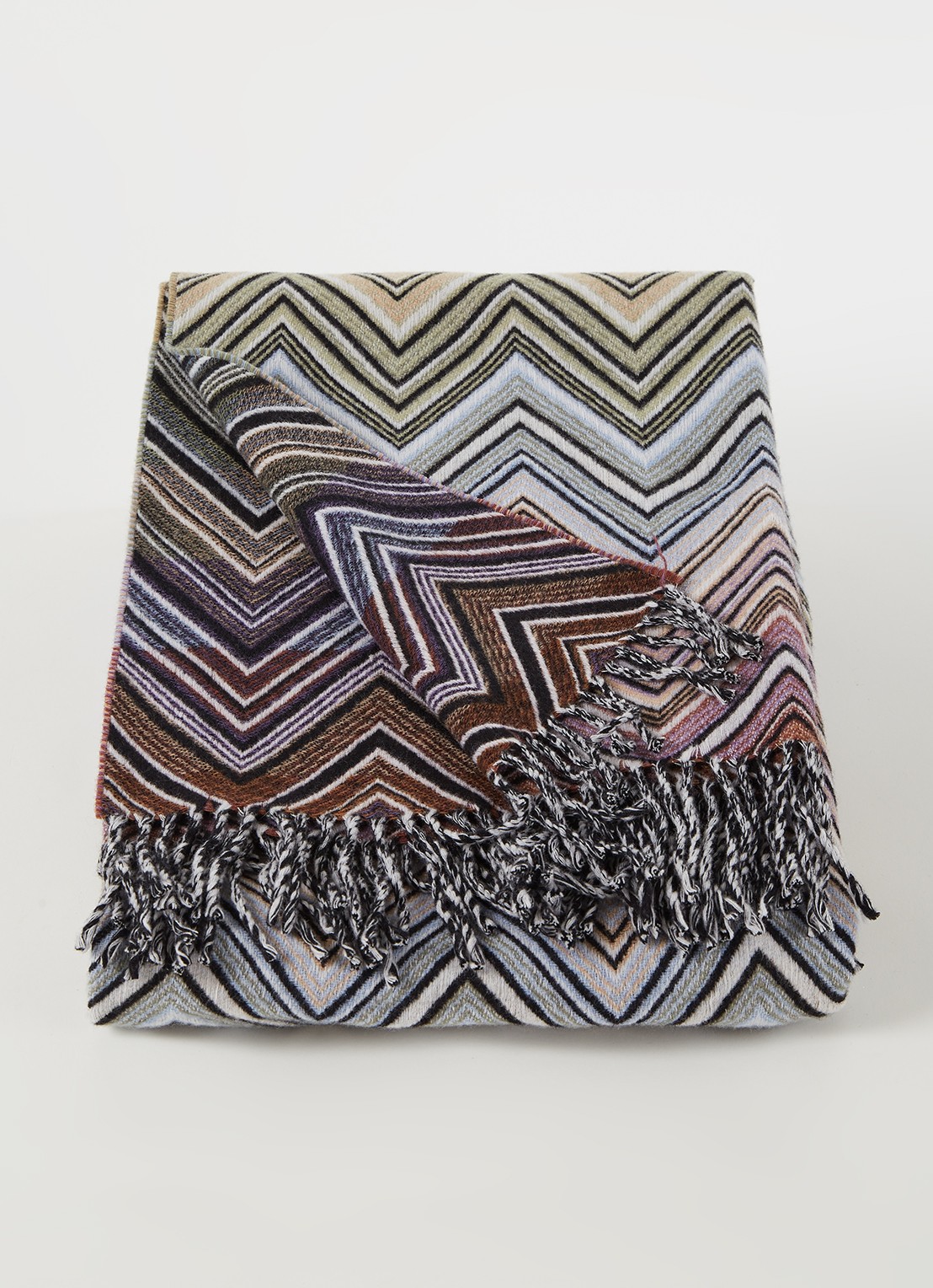 Missoni Perseo plaid van wol 130 x 190 cm - voorkant 3 bruin