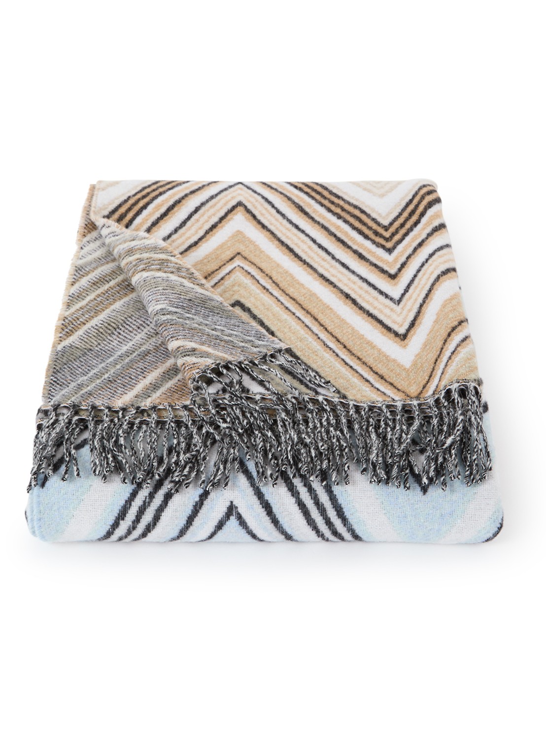 Missoni Plume plaid in wolblend 130 x 190 cm - voorkant 2 taupe