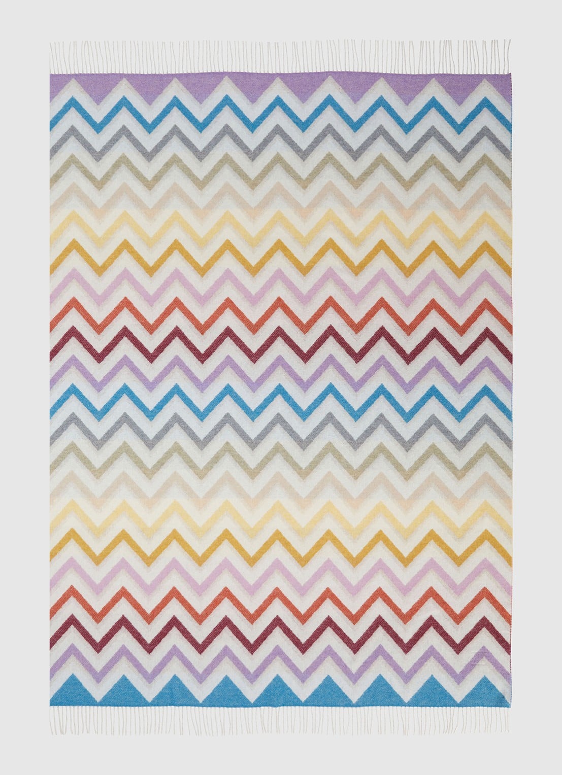 Missoni Watamu plaid in wolblend 130 x 190 cm - voorkant 2 gebroken wit