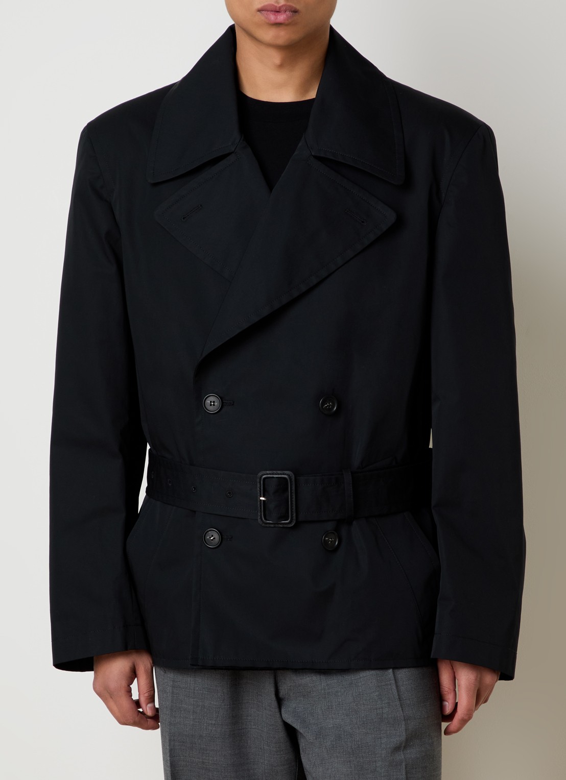 MM6 Double breasted trenchcoat met ceintuur - detail 4 zwart