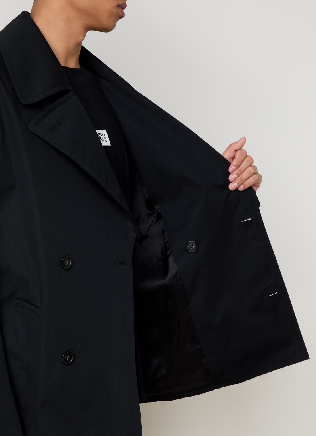MM6 Double breasted trenchcoat met ceintuur - detail 5 zwart