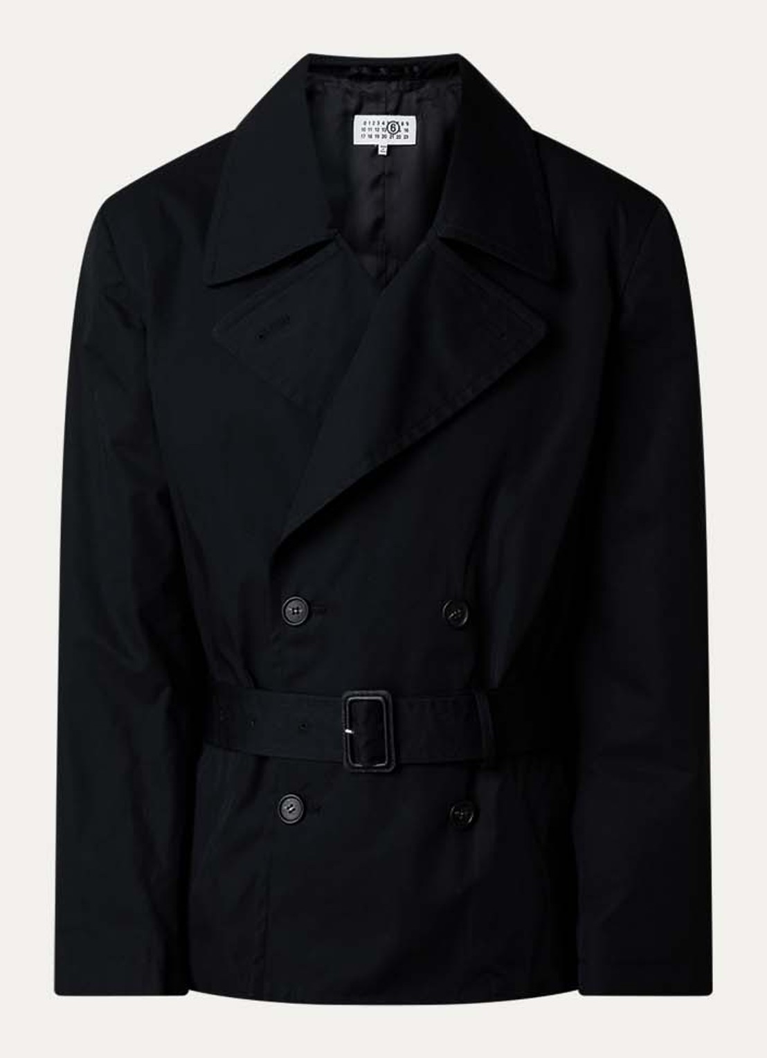 MM6 Double breasted trenchcoat met ceintuur - voorkant 2 zwart