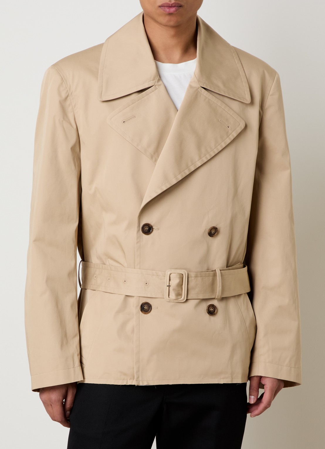MM6 Double breasted trenchcoat met ceintuur - detail 4 beige