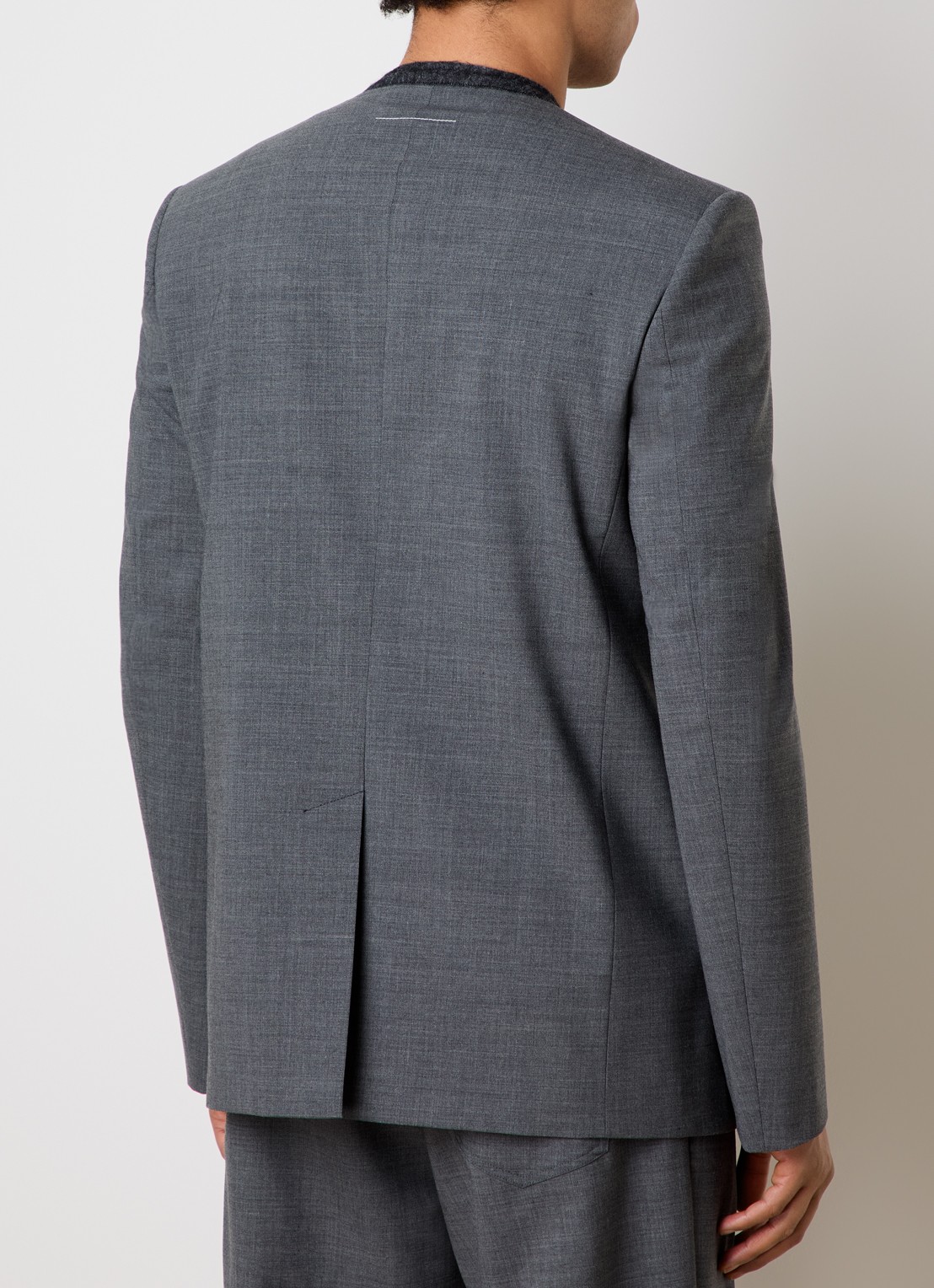 MM6 Regular fit colbert in scheerwolblend met paspelzakken - achterkant donkergrijs