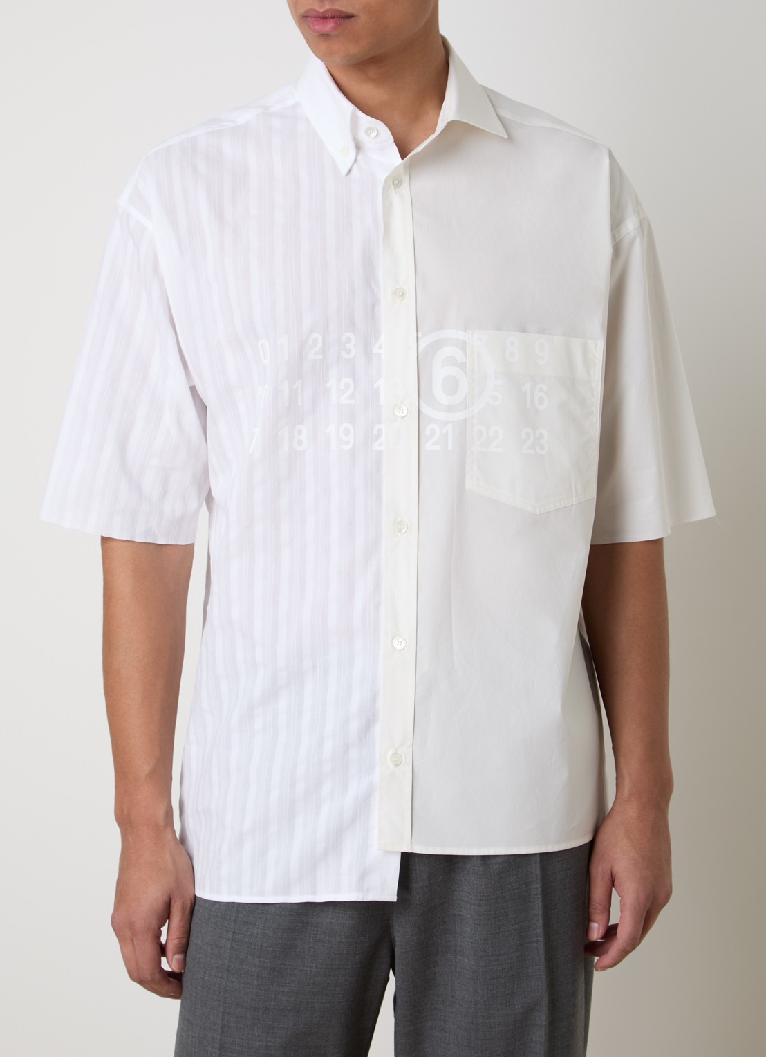 MM6 Regular fit overhemd met logoprint en borstzak - detail 4 wit