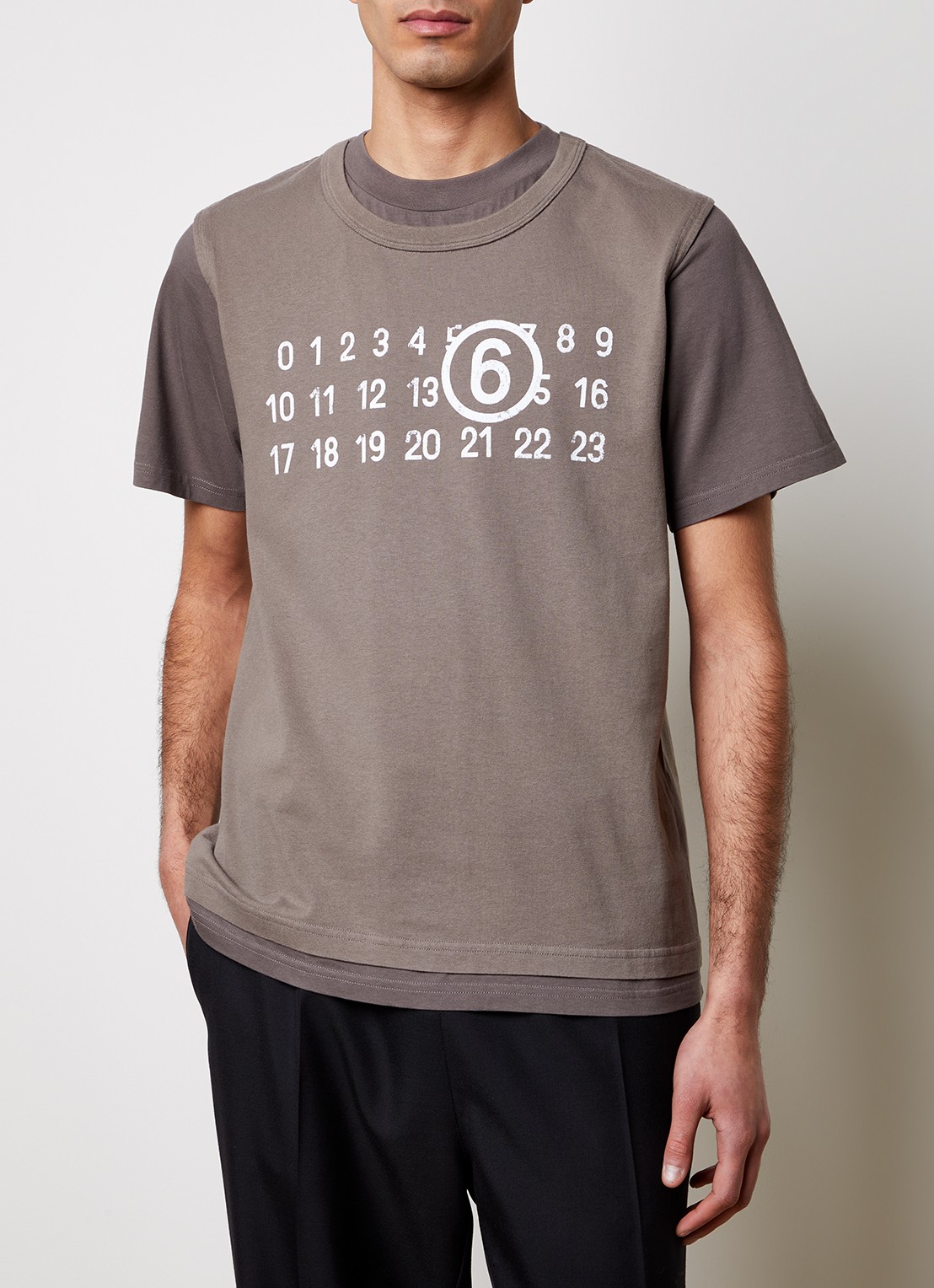 MM6 T-shirt met logoprint - detail taupe