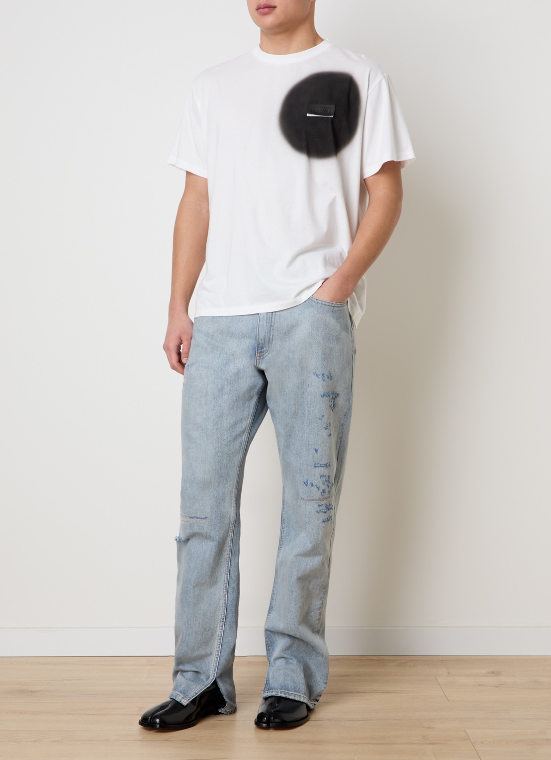 MM6 T-shirt met logoprint - voorkant 3 wit