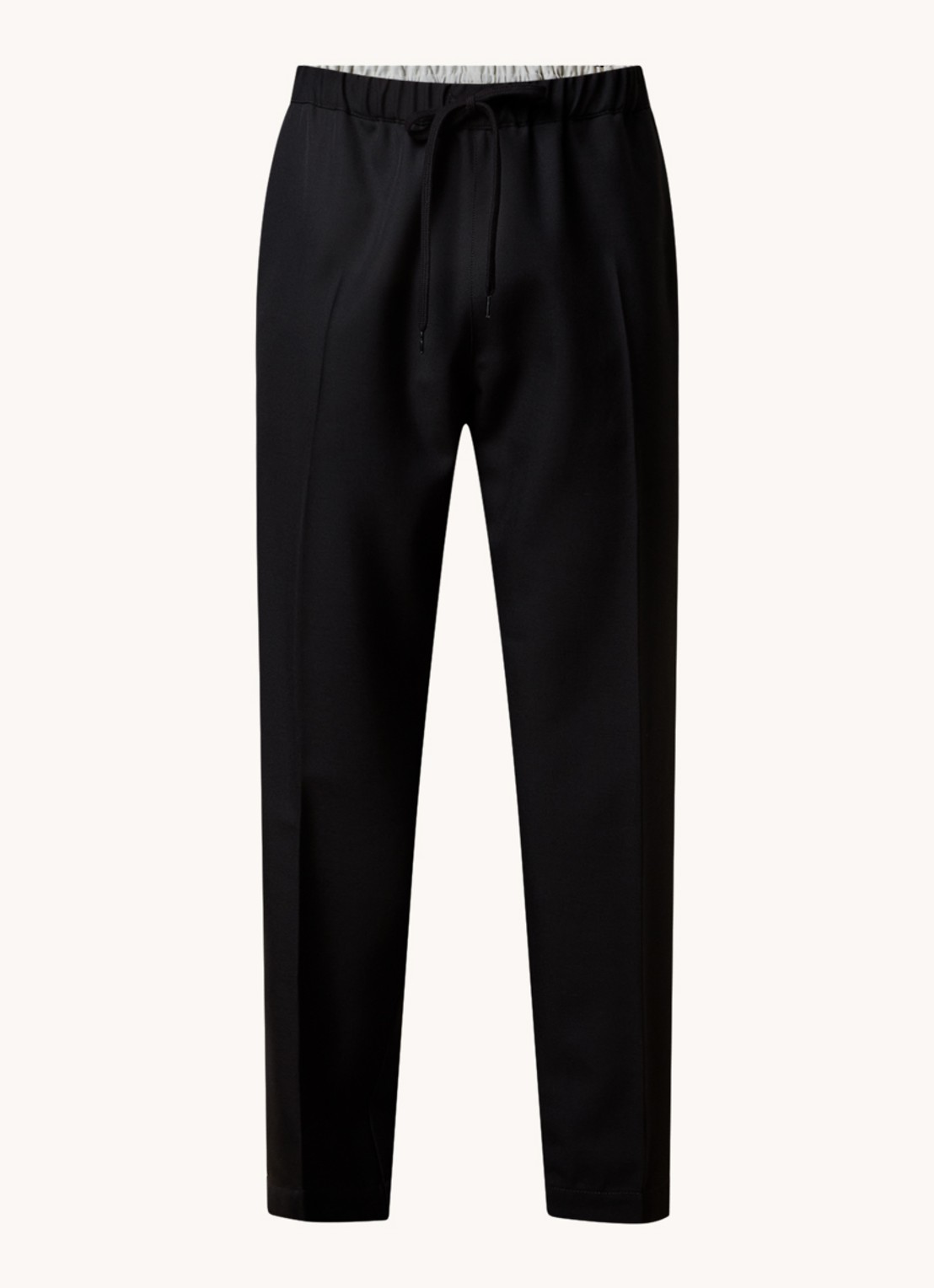 MM6 Tapered fit pantalon in wolblend met trekkoord - voorkant 2 zwart