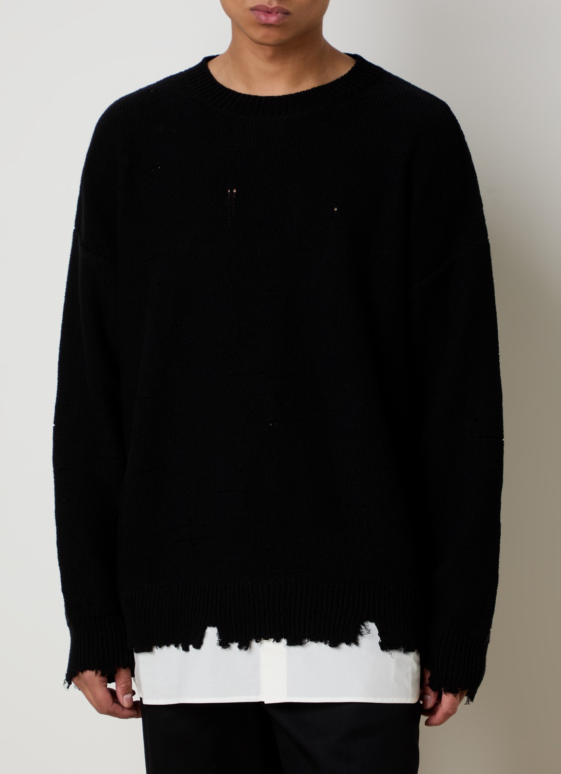 MM6 Trui met opengewerkt dessin en logo - detail 3 zwart