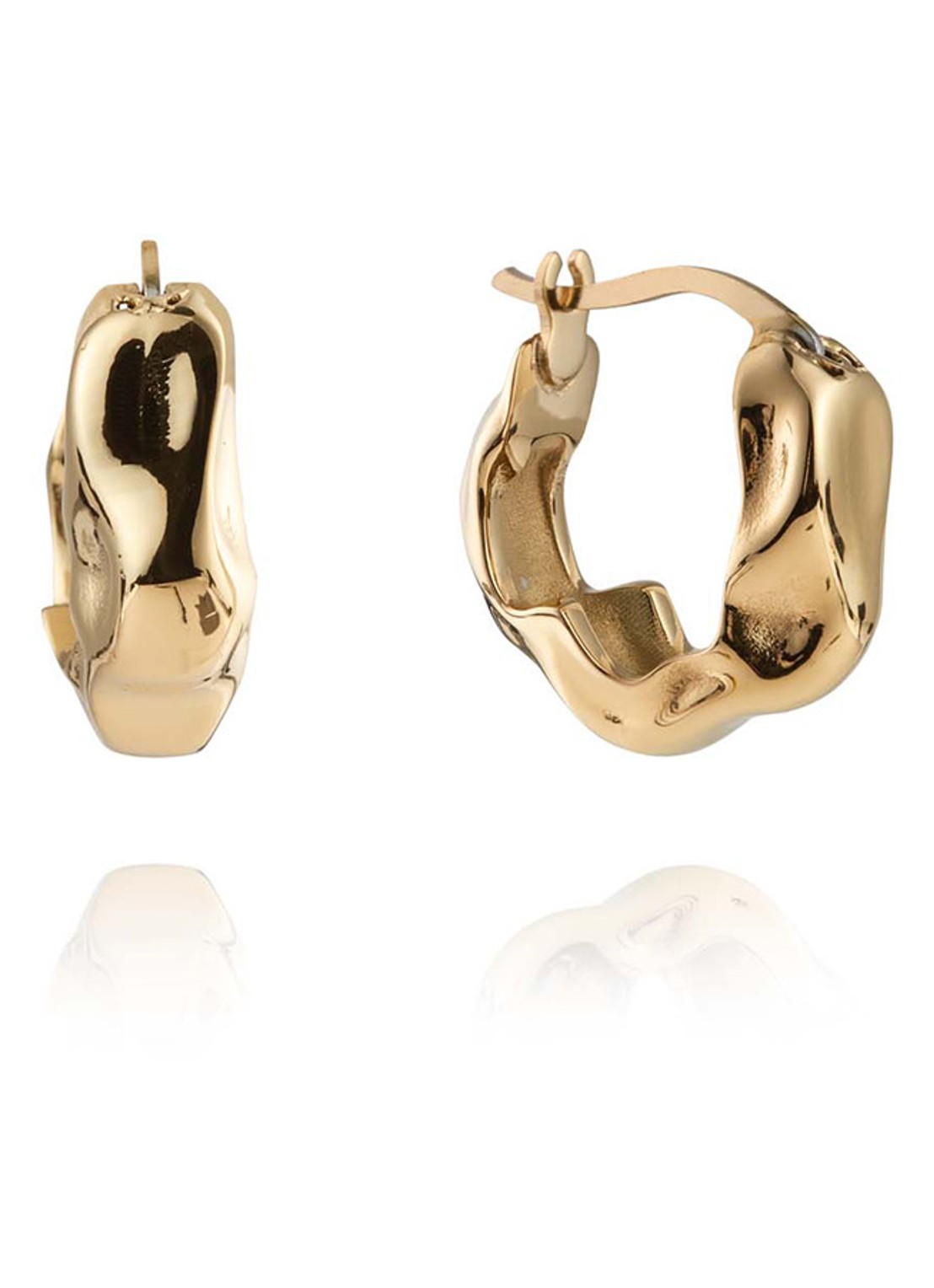 Mockberg Wavy Bolded Mini oorringen MB0167 - detail goud